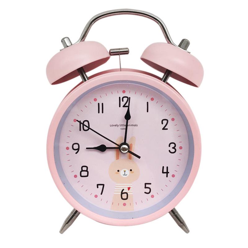4" Silent Metal Alarm Clock with Light & Customizable Logo for Kids/Students