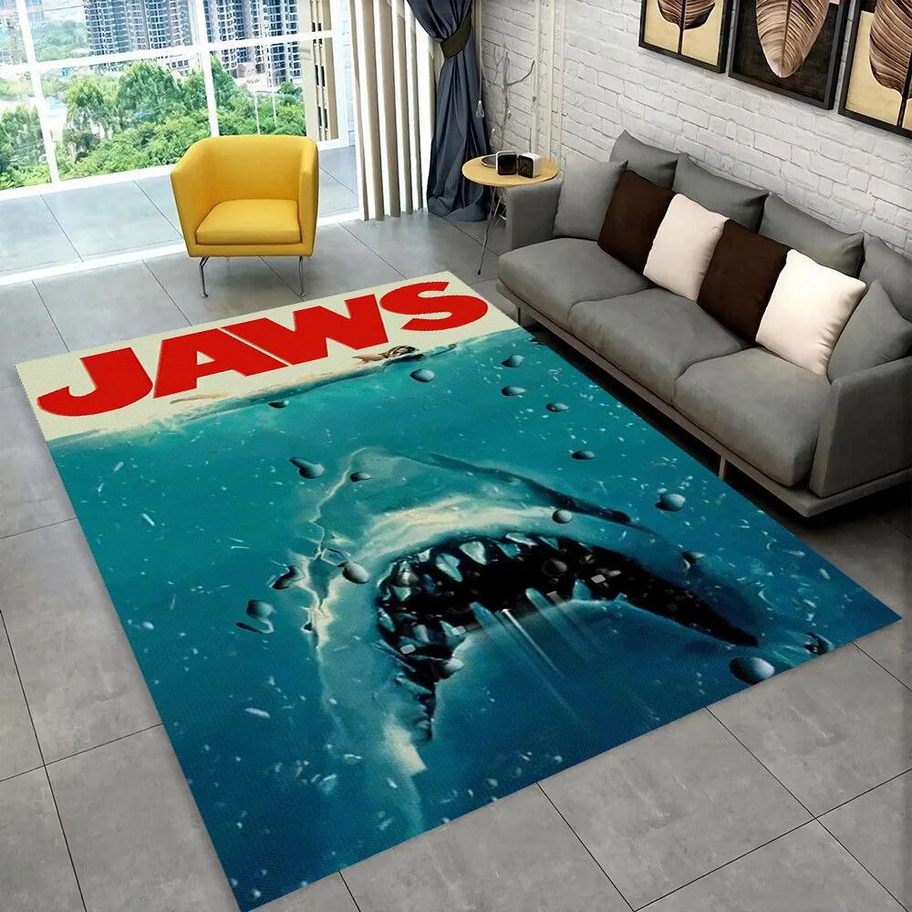 3D Jaws Horror Movie Shark Area Rug,Carpet Rug for Living Room Bedroom Sofa Doormat Decoration,kids Play Non-slip Floor Mat