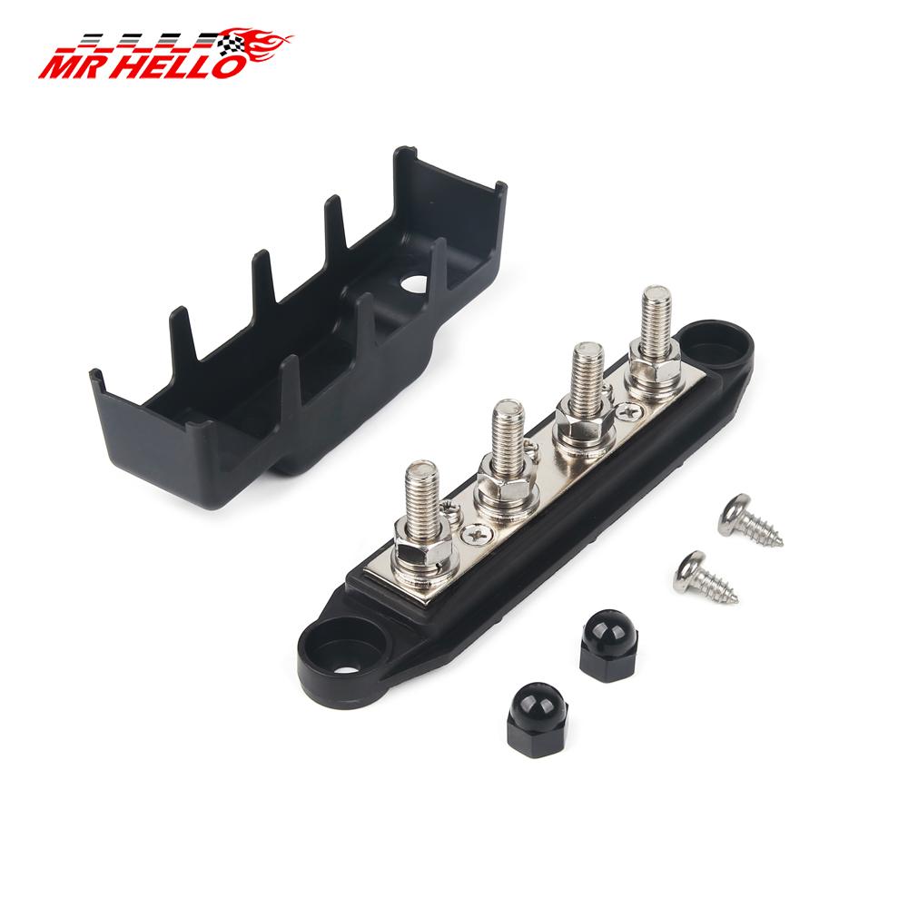 M8 M10 4 Ways Wiring Rows Bus Bar Terminal Block Power Distribution Block Suitable For Car / Touring car / Yacht Fuses4