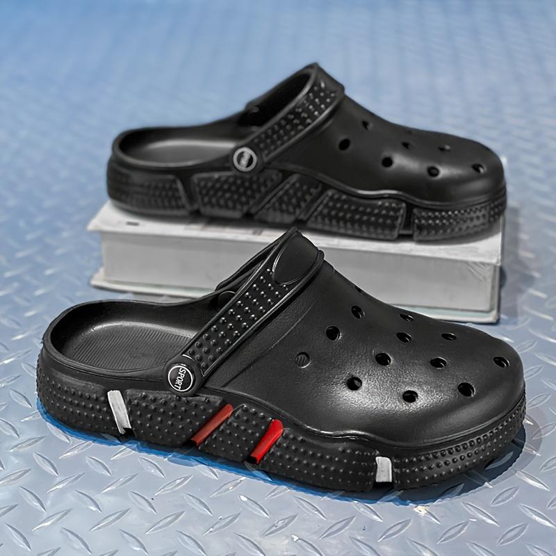 Zuecos Huecos de Color Sólido para Hombre de Talla Grande, Zapatillas EVA Cómodas Antideslizantes Duraderas de Suela Blanda para Actividades de Interior y Exterior para Hombre