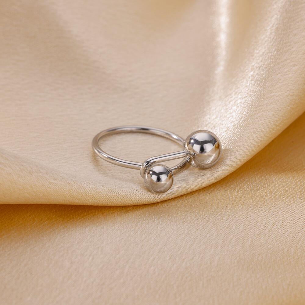 Exaggerated Stainless Steel Bead Ball Rings For Women Men Open Adjustable Gold Color Stainless Steel Ring Waterproof Jewelry