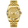 Fashion Luxury Male Wristwatch Two‑Tone Gold Case Rhinestone Dial Stainless Steel Original Quartz Movement Men's Business Watch