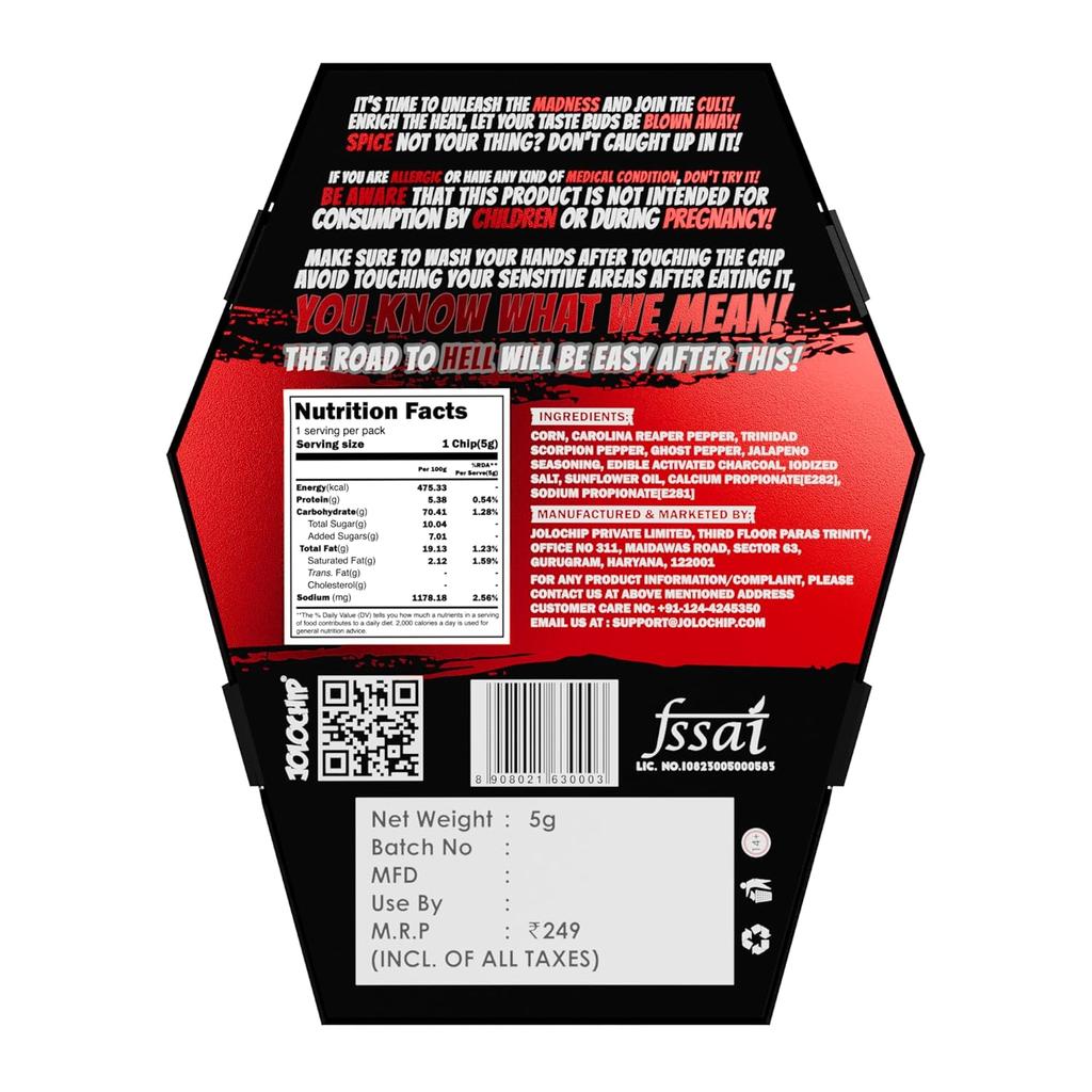 Provocarea Jolochip Last Chip | Tortilla cea mai picantă din lume | Chips picant Scorpion și Piper Fantomă | 5g