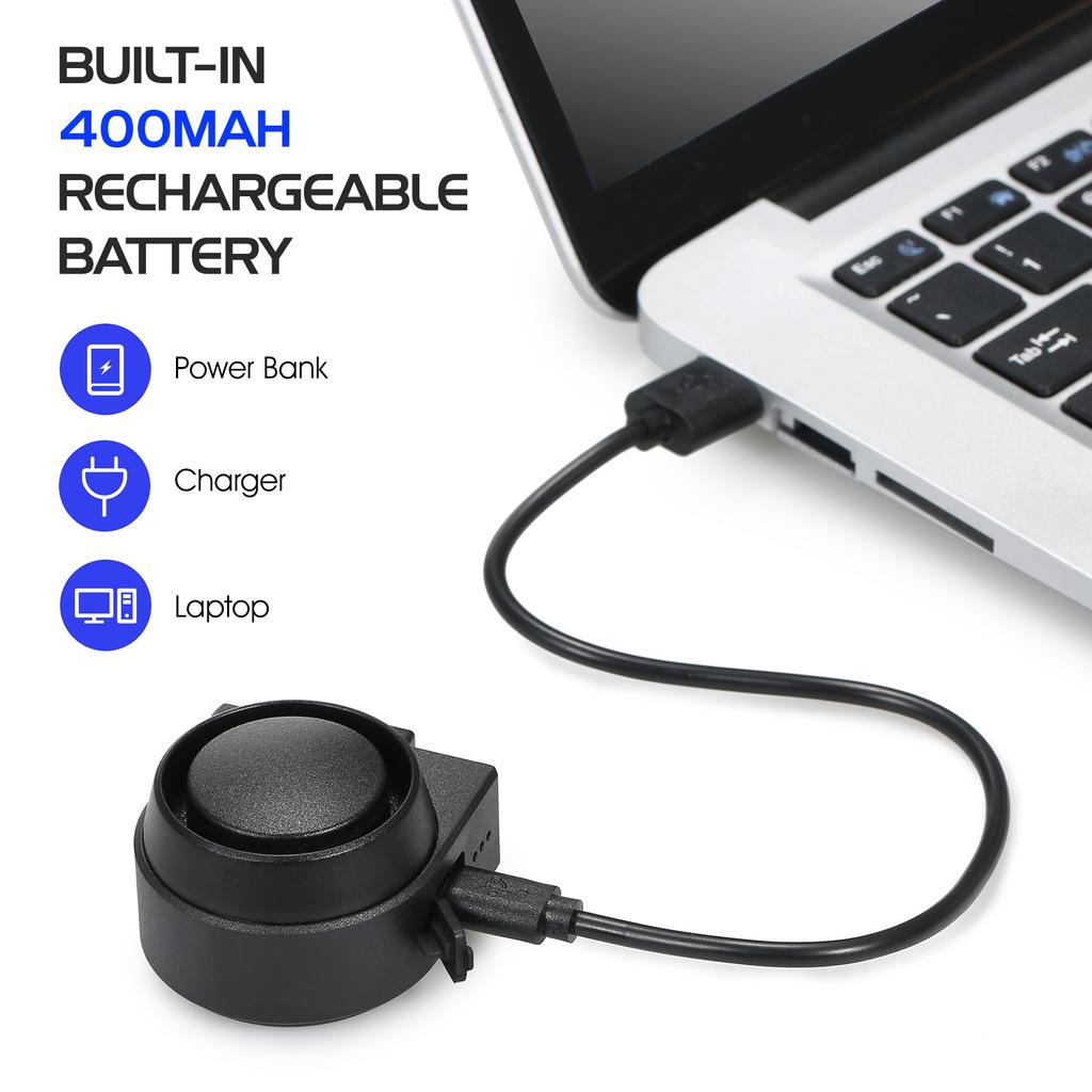 Wireless Bike Horn 115dB Loud Bicycle Anti theft Horn IPX5 Bicycle Alarm Bell with 5 Sound Modes 3 Vibration