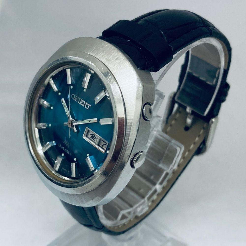 Used [Men's Watch] Rare ORIENT AAA 19JEWELS Blue Gradient Dial Day Date G104960 Vintage
