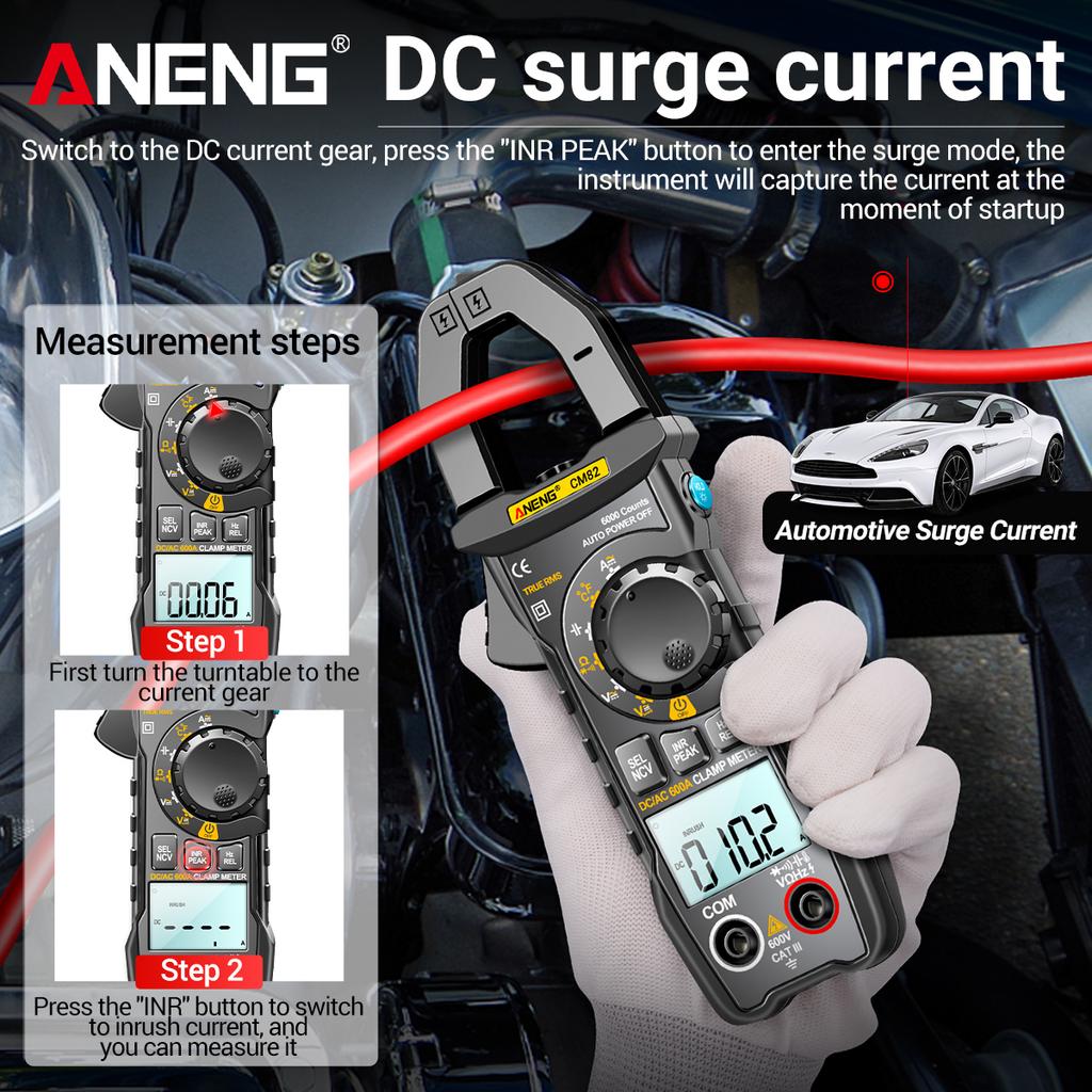 Aneng CM82 Digital Clamp Meter 6000 Counts True RMS NCV Universal Meter 600V DC/AC Voltage 600A