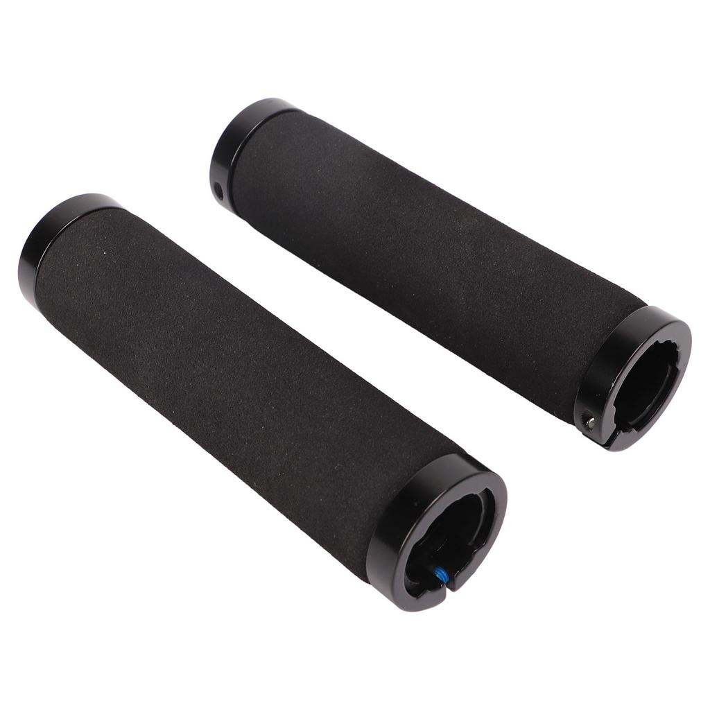 Double Lock On Bike Handle Grip Sponge Non Slip Shock Absorption Bike Handlebar Grips for 2.22cm Handlebar Black