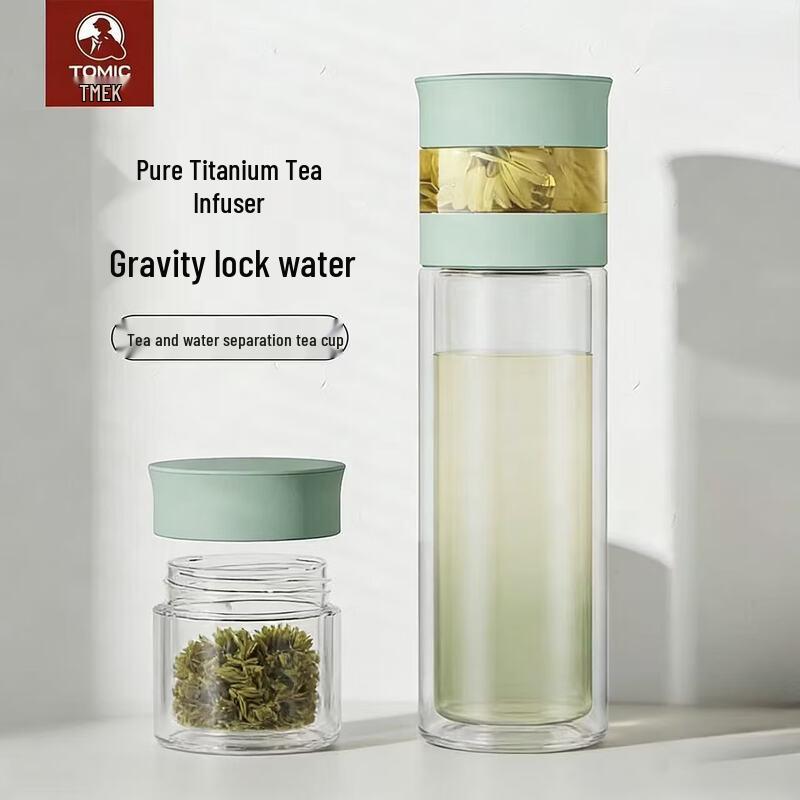 TOMIC Double-Wall Glass Tea Tumbler with Infuser