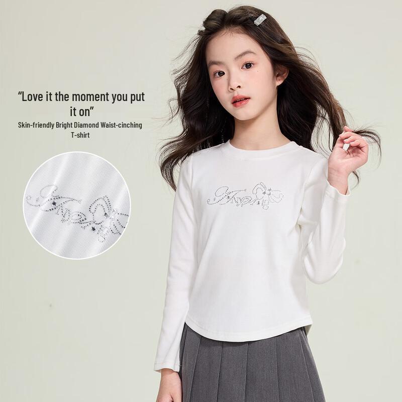 Girls  Long Sleeve T-Shirt with Bow & Rhinestone 130