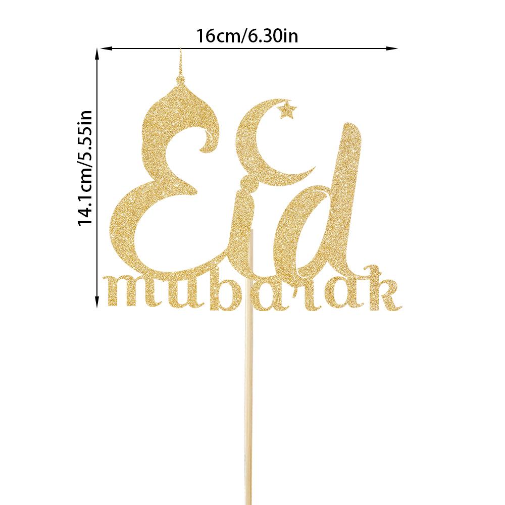 Eid Mubarak Cake Toppers Glitter Golden Ramadan Kareem Cupcake Decoration Eid AL Adha Gifts Muslim Islamic party cake decoration