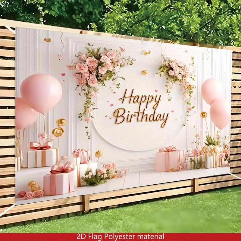 1pc, 2Dflat, Minimalist Luxury Style Birthday Banner, Perfect for Photography Backdrops and Home Décor, Enhancing Happiness. Wsj