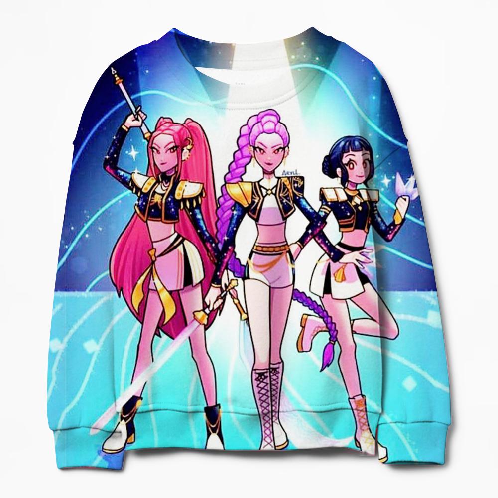 Barn Tegneserie KPop Demonjegere Huntrix Gensere Jenter Langermet Kåper Babyjenter Pullover Klær Barn Fritidssweatshirt