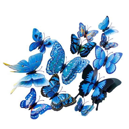 

12Pcs 3D Two-Layer Colorful Artificial Butterflies Adhesive Magnet Wall Sticker синий