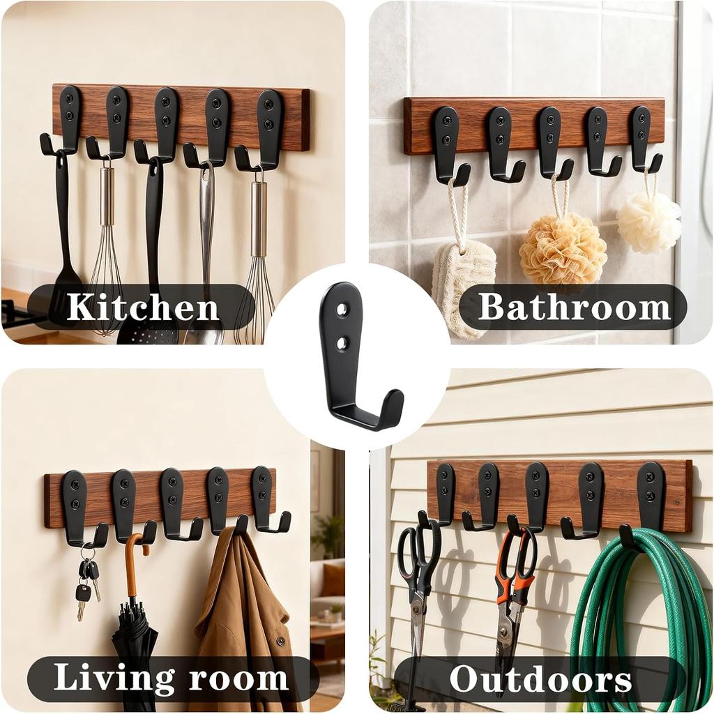 Stainless Steel Hooks for Hanging, Heavy Duty Hook, Wall Hooks Key Holder Wall Mount Hanger Coat Hook Garage Storage Screw Utility Hooks, 8 Pack