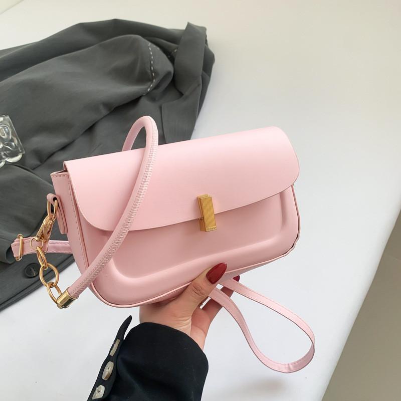 Chic Pu Leather Shoulder Bag Fashionable Chain Stitch Small Square Crossbody