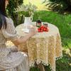 French Floral Tablecloth Round Table Atmosphere Decorative Dining Table Tablecloth Small Fresh Fringed Coffee Table Cover High Sense