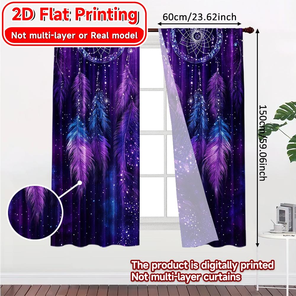2D Flat Printing  2pcs Mystic Dreamweaver Chic Curtains Digital Printed Durable 100% Polyester Fabric Curtains Decorations Ldeal