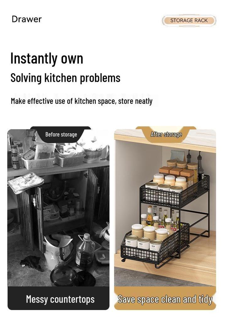 Double Layer Pull-Out Under-Sink Storage Rack