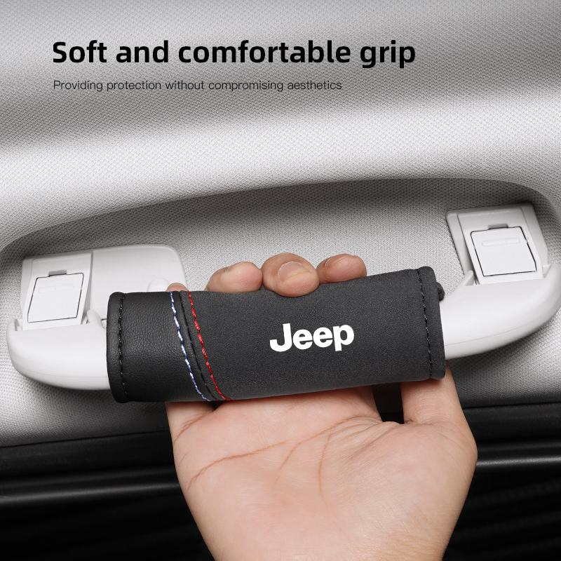 2Pcs Suede Handgrip Protect Casing Car Interior Accessories For Jeep Cherokee Compass Patriot Willys Liberty Rubicon Trail Hawk