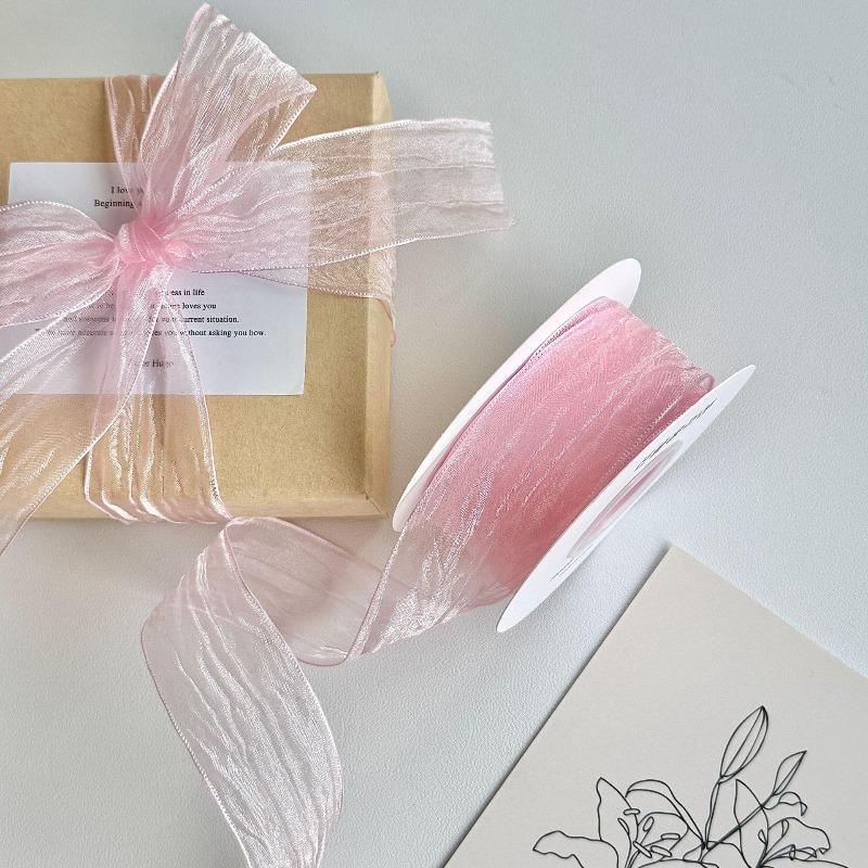 10 yards Rotolo di nastro di organza di colore pieno con bordo ondulato a coda di pesce per bouquet di fiori, regali, confezioni, decorazioni per feste di nozze