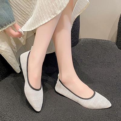 Loafers Dames Gebreid Mesh Flats Mode Holle Stof Instappers Casual Schoenen Puntneus Pumps Dames Comfortabele Platte Werkschoenen