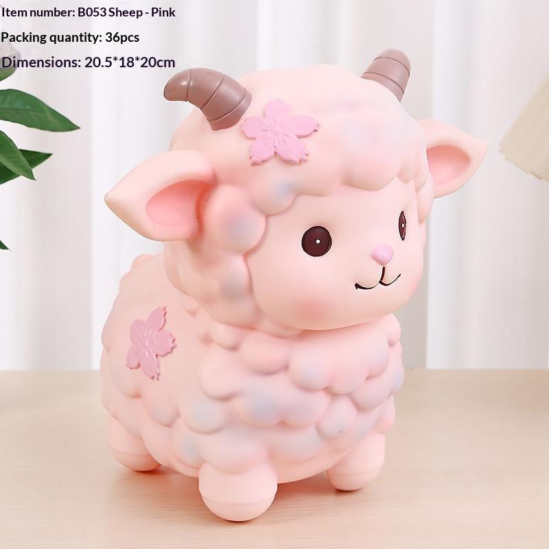 Creative Lamb Shaped Coin Bank Anti Fall Large Capacity Money Saving Box for Kids Children Birthday Gifts Bedroom Decoration