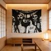 Gothic Elegant Skull Abstract Tapestry, Black White Wall Hanging For Home & Dorm Decor, Creepy Horror Style Gift