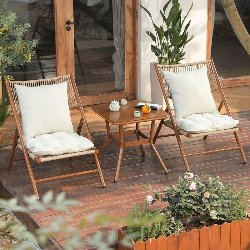 A1R Meiqi Outdoor Patio Rattan Balcony Furniture: Folding Table, Lounge, Sofa Chairs for Garden, Porch, or Courtyard.