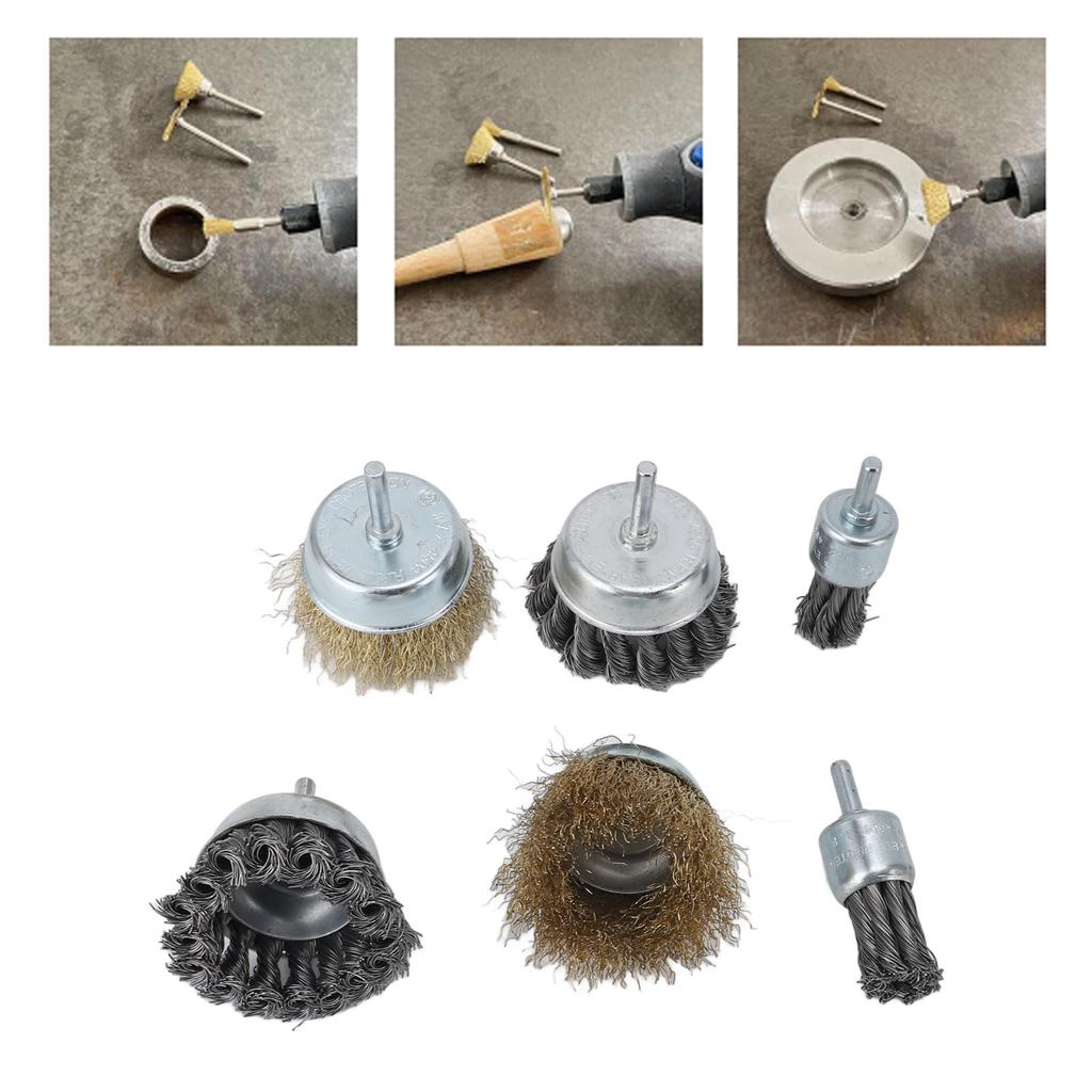 6 pezzi Spazzola metallica per trapano Set di spazzole a tazza multifunzionali per lucidatura di metalli Rimozione di ruggine e sbavature di vernice