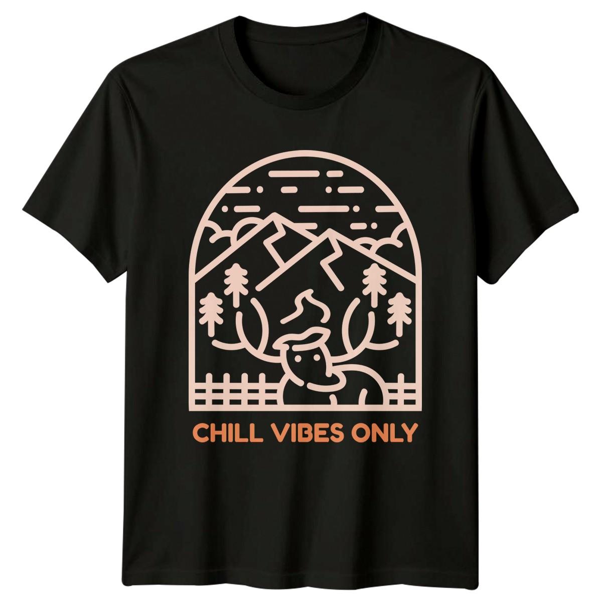 Chill Vibes Only T-Shirt Mountain Lifestyle Outdoors Gift For Him And Her S