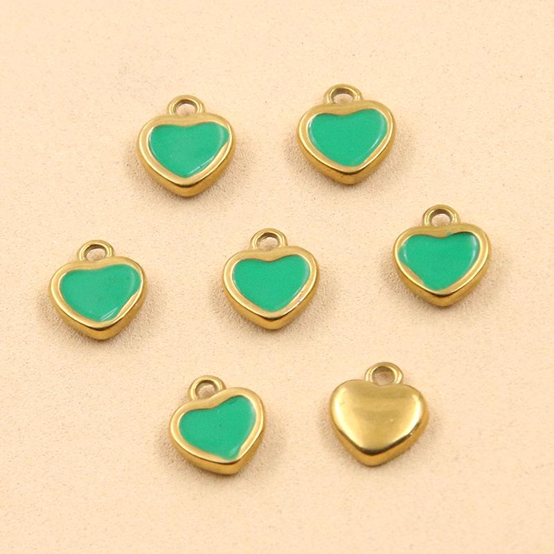 11 Color 5x6mm Stainless Steel Enamel Heart Charms Pendants