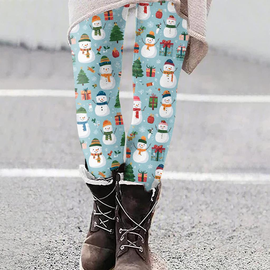Women's Christmas Print Slim Fit Elastic Yoga Casual Pants