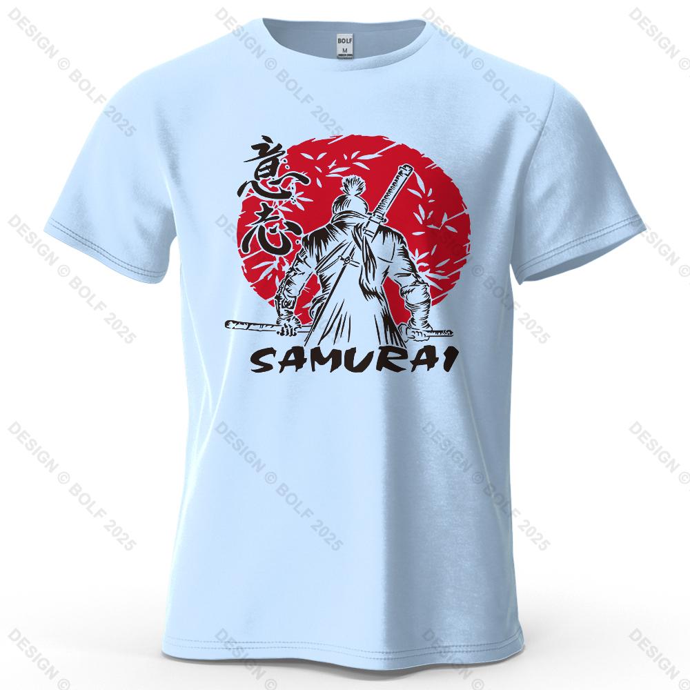 Samurai Will Vintage Printed Men's T-Shirt 100% Cotton Oversized Determined Graphic Tees for Women Tops Tees Casual Streetwear