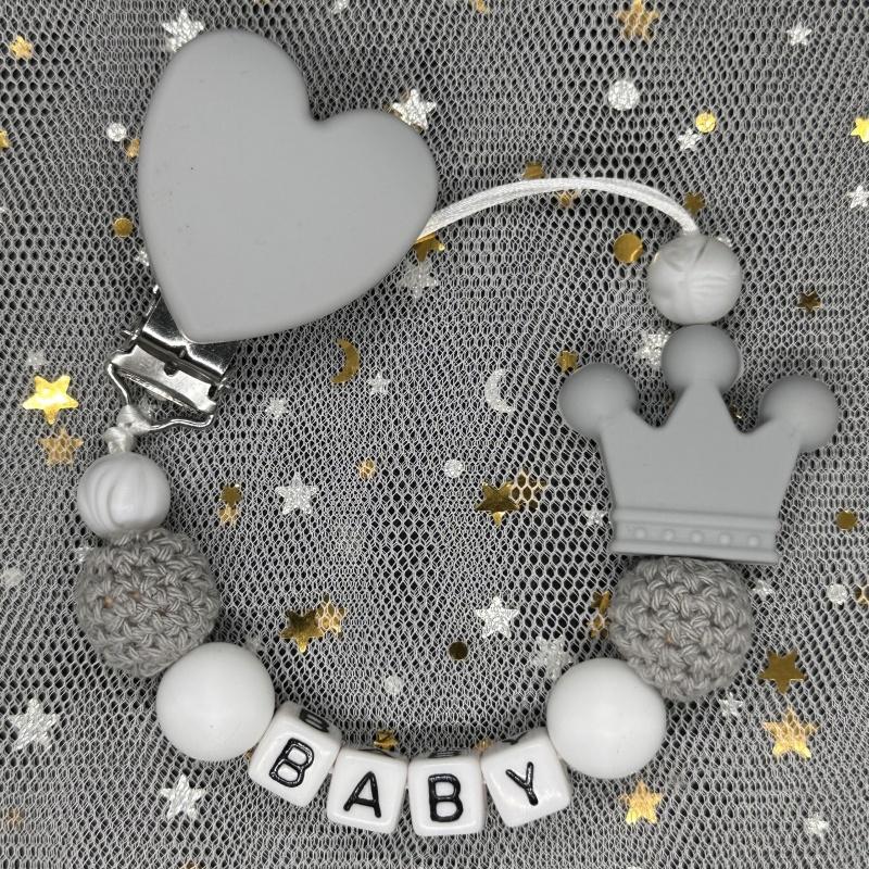 Free Personalised BPA Free Silicone Baad Dummy DIY Silicone Baby Pacifier Custom Clip Name Colorful Pacifier Chain Teething Gift