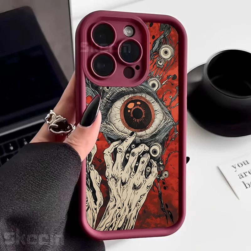 Trendy Spooky Scary Red Eye Soft TPU Phone Case For IPhone 17 Air 16 15 Pro Max 14 13 12 11 Plus Shockproof Bumper Durable Cover