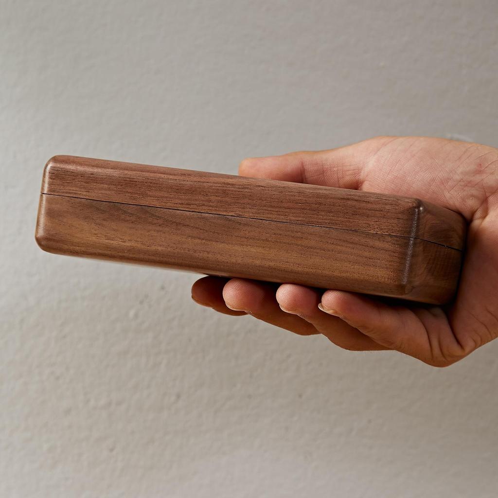 Black Walnut Solid Wood Glasses Box - Business Gift for Teachers & Portable Storage for Men’s and Women’s Myopia Glasses