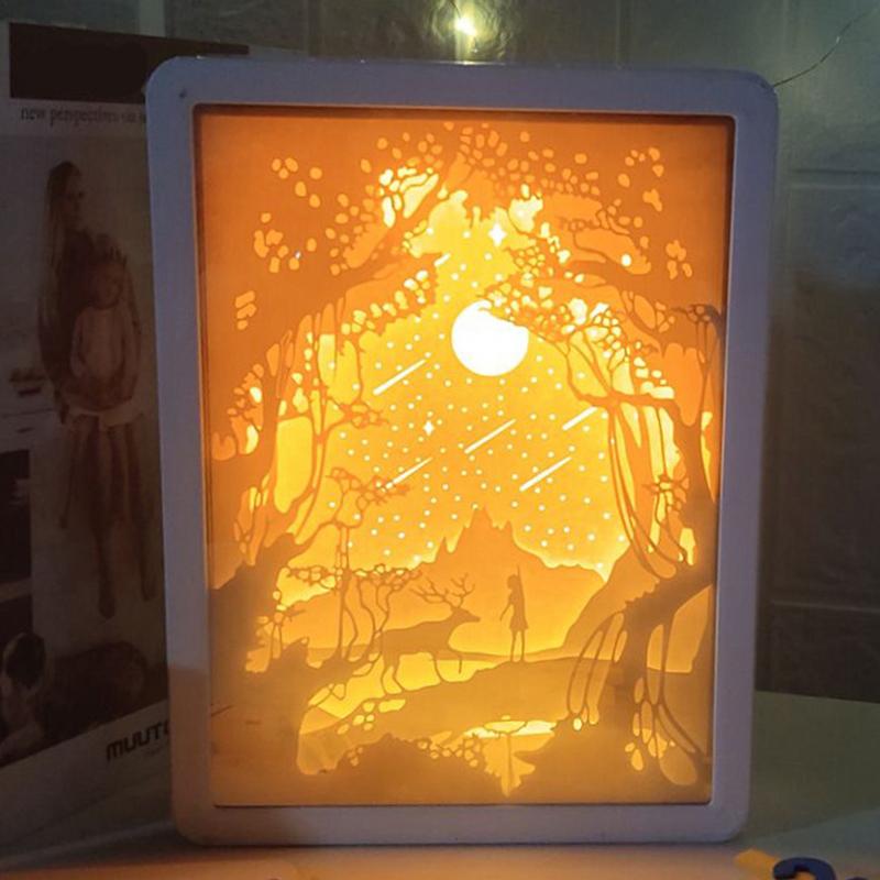 Papercut Light Box Frame Night Lights 3D Papercut Light Boxes Frame LED Night Lights Paper Sculptures Night Lamp For Valentine's