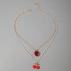 JMXD Women’s Faux Pearl Cherry Fruit Collarbone Necklace, Trendy Bestseller Premium Elegant Minimalist Fashion Versatile Gift for Her