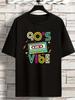 Unisexs Retro Music T Shirt 90S Vibe Old Cassette Tape Color Letter Graphic Print Short Sleeve Crew Neck Casual Cotton Male Tee