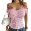 Spring and Summer Women's Sexy Hollow Out Neckline Slim One Shoulder Lace Top