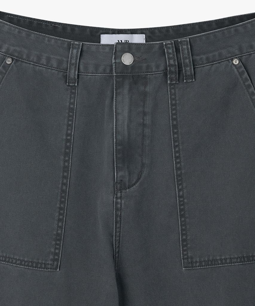 WEST GRAND BOULEVARD Cut-Off Vintage Loose Straight Fatigue Pants Washed Charcoal