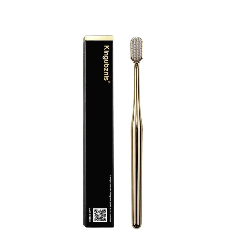 Kingubznis Gold Toothbrush Luxury Gold Silver Teeth Brush Men Women Adult Toothbrushes New Electroplated Dental Brushes