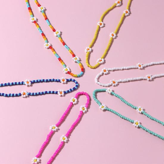 Γυναικείο Κολιέ Πολύχρωμο με Χάντρες Λουλούδι Κοσμήματα Ηλεκτρολυτική Επίστρωση Χάντρες Αλυσίδα Κλείδας Δώρο Γενεθλίων