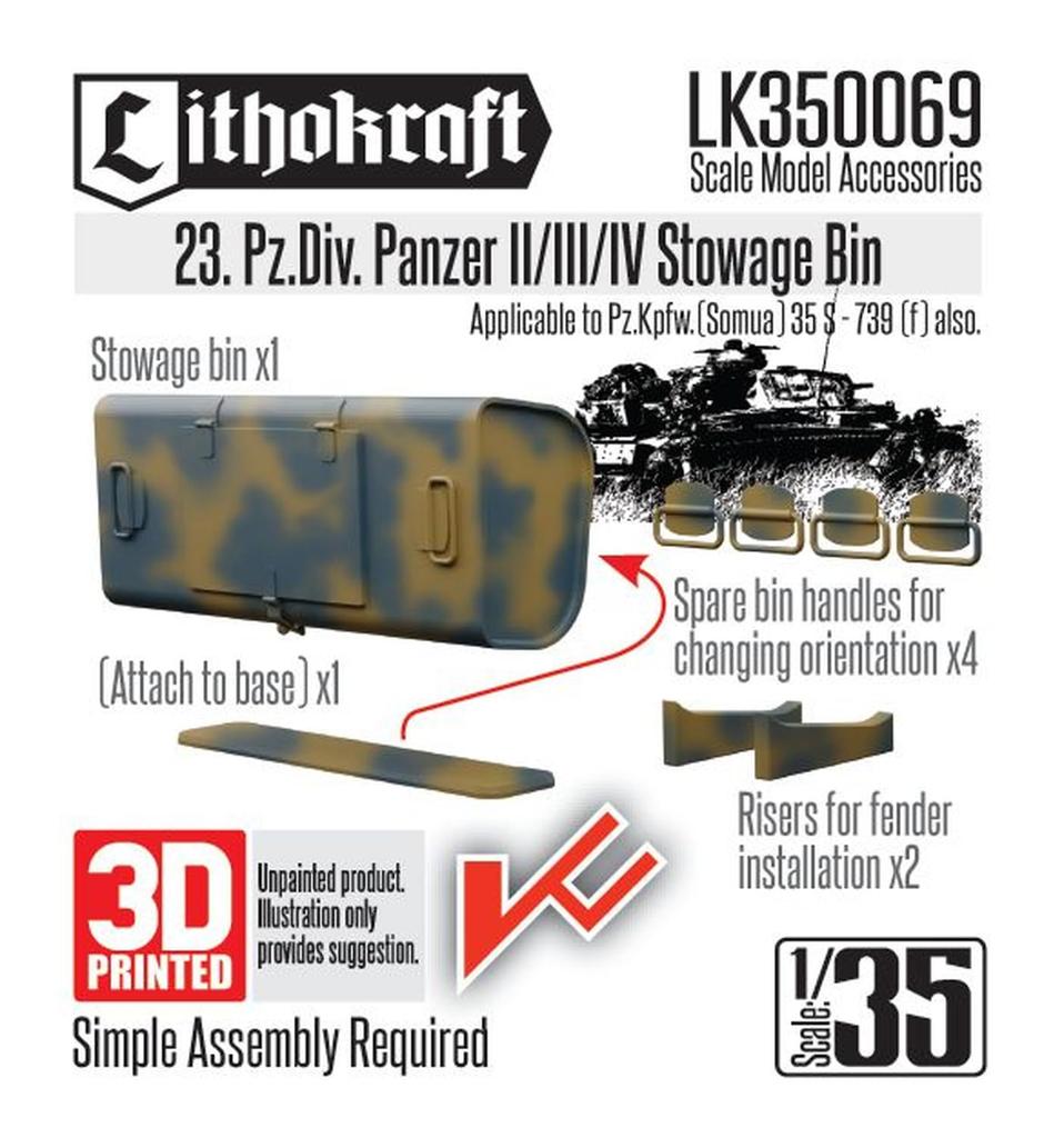 Lithocraft WKII Deutscher Panzer Tank Bausatz 23. Panzer-Division Plastikmodellbausatz Teile LK350069 1/35 II/III/IV Box, Version, (Panzer)
