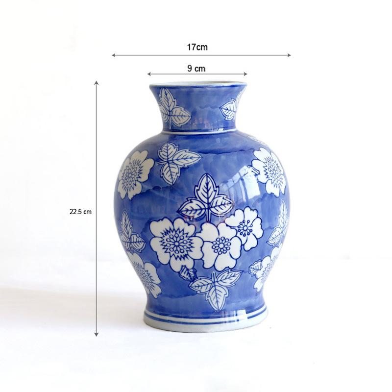 Vaso de Porcelana Azul e Branco Vaso de Cerâmica Garrafa de Porcelana Vintage Vaso de Flores Recipiente de Armazenamento Terrário Decoração de Casa