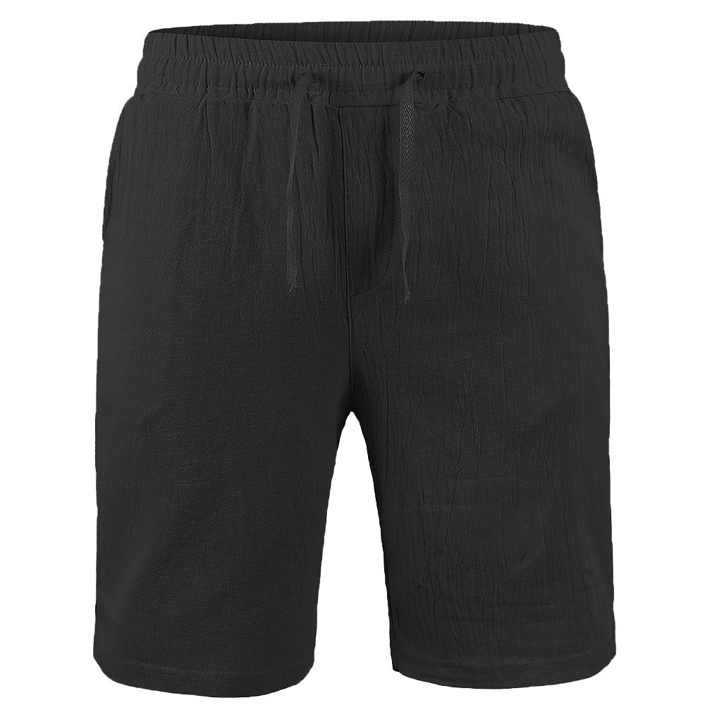 Summer Men's Cotton Linen Shorts Solid Color Linen Pants Men's Summer Breathable Fitness Street Wear