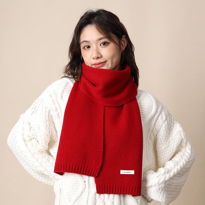 Full wool 100 pure wool scarf women's winter scarf to keep warm, high-end knitted scarf gift bag birthday gift