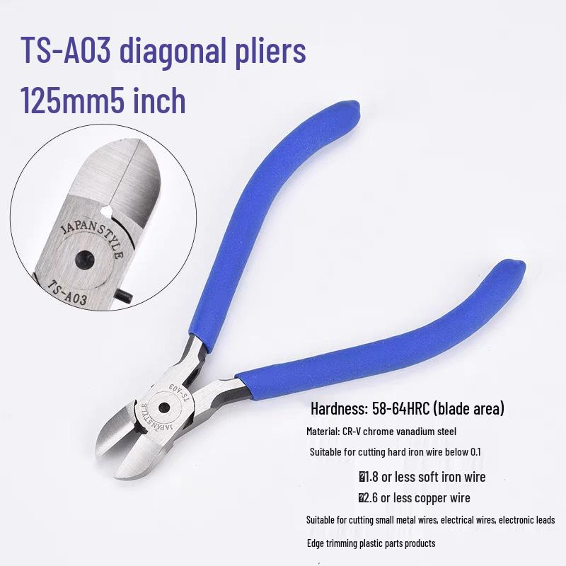 TSDETS Sprue Pliers Set: Includes 6" Side Cutting, 5" Diagonal Cutting, and 7" Wire Cutting Pliers for Plastic and Electrical Work.