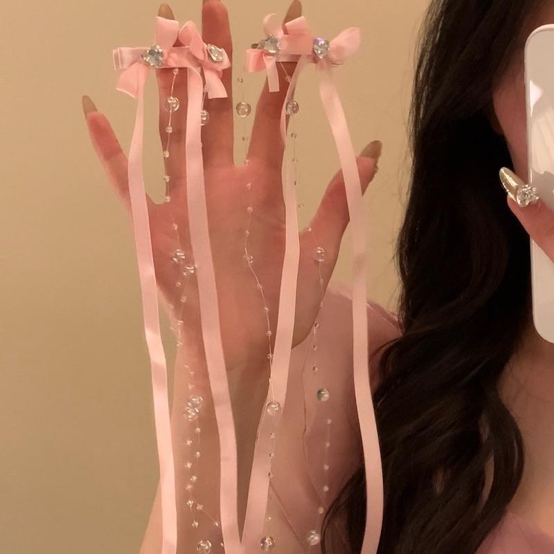 Y2K Lolita Girls Bowknot Hair Clips Sweet Ballet Ribbon Bow Hairpin Female Headwear Hair Accessories