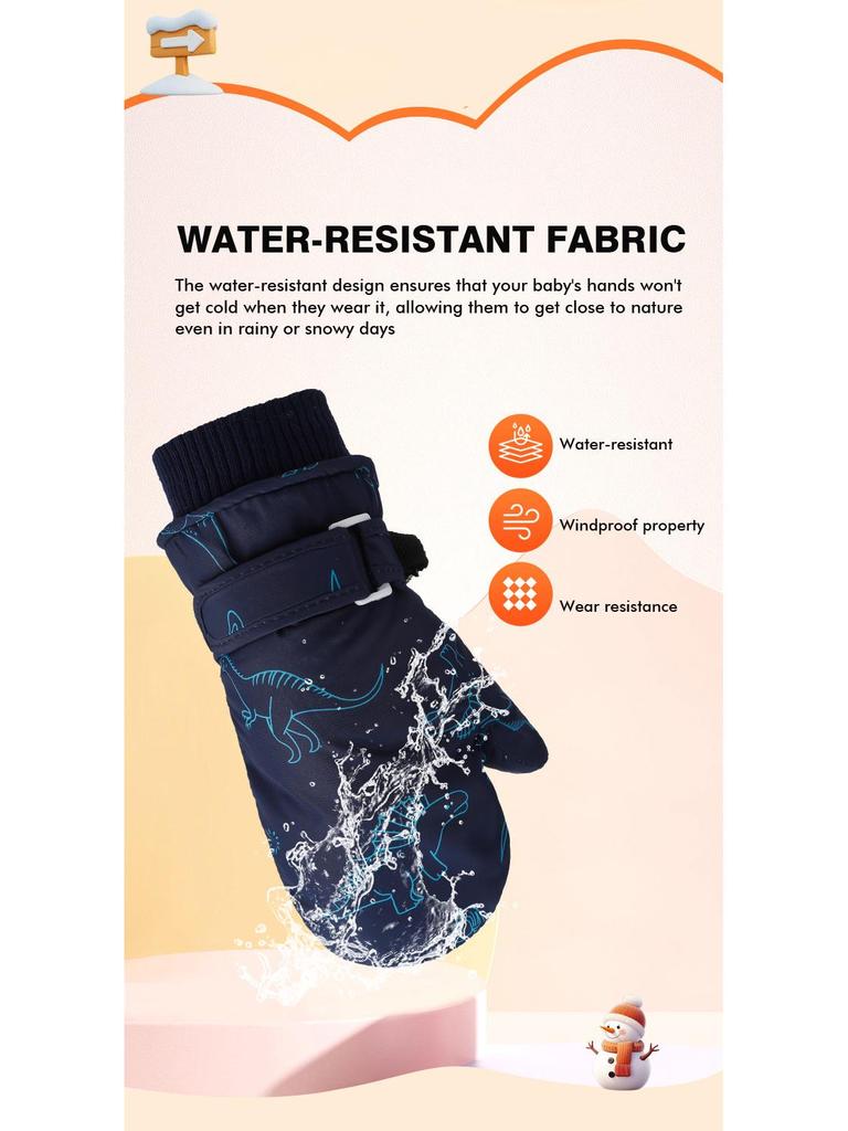 Kids' Quick-Dry Warm Ski Gloves with Waterproof Fabric and Thick Velvet Lining